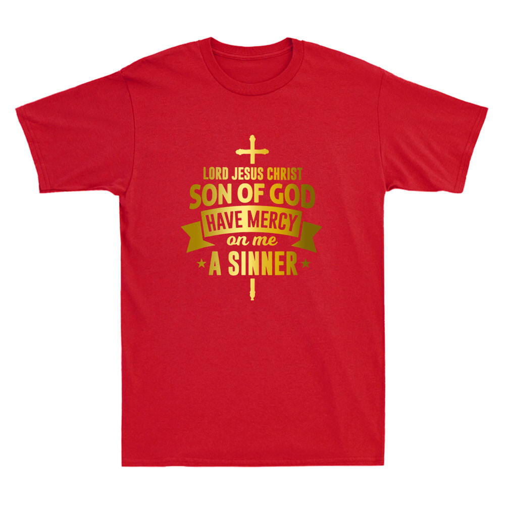Jesus Prayer Orthodox & Christian Crucifix Faith Religion Quote Men's T-Shirt