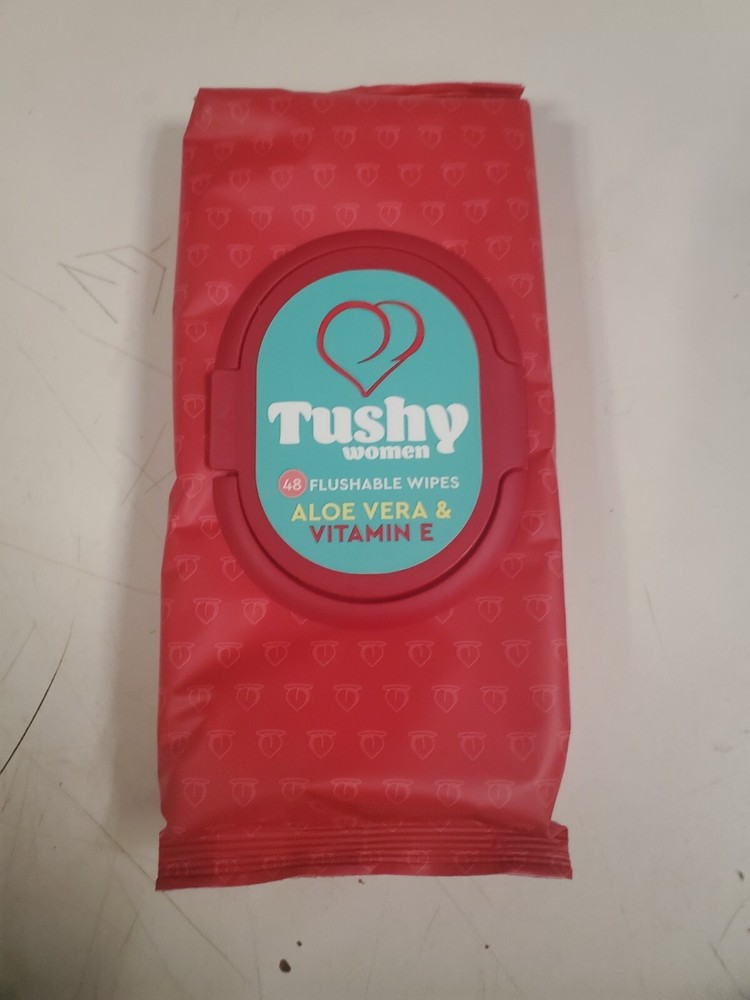 2 PACKS Of Tushy Women Aloe Vera & Vitamin E 48 Flushable Wipes