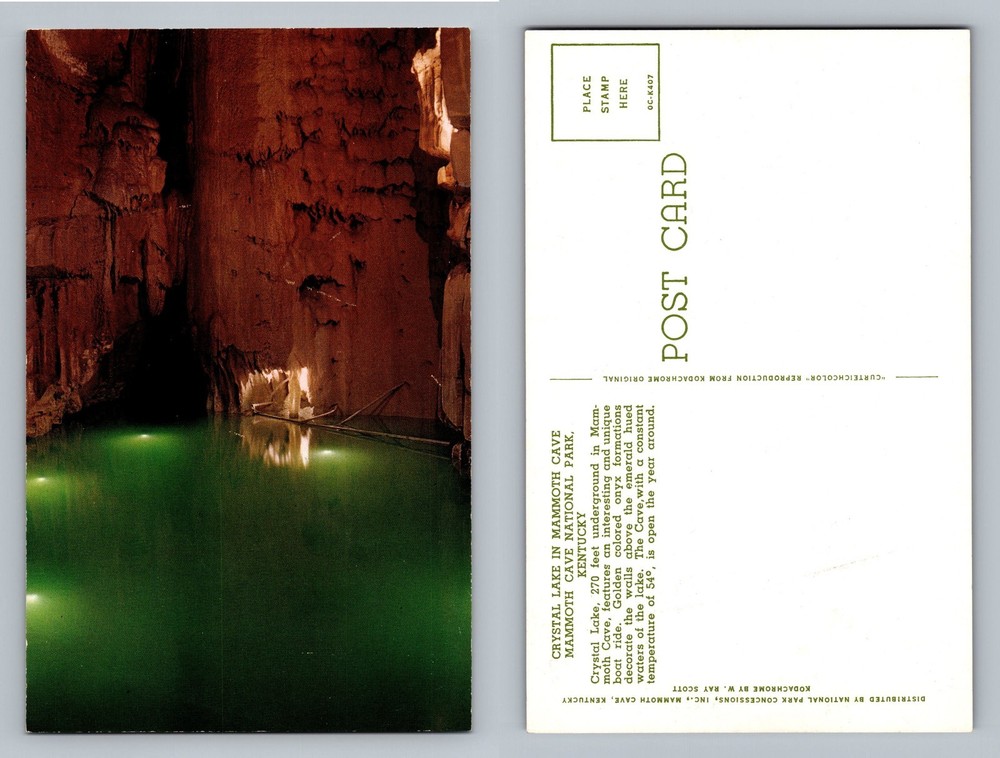 Mammoth Cave, KY-Kentucky, Crystal Lake Underground Pool Scene Vintage Postcard