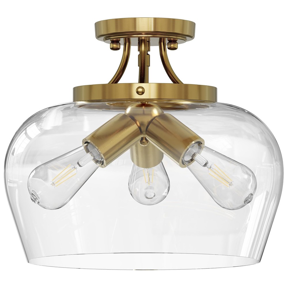 Semi Flush Mount Ceiling Light Fixture 13.8 Inch Clear Glass Shade