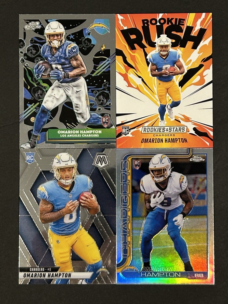 2025 Topps Chrome🪐Cosmic-Panini Omarion Hampton Rookie Chargers 4 Card Lot