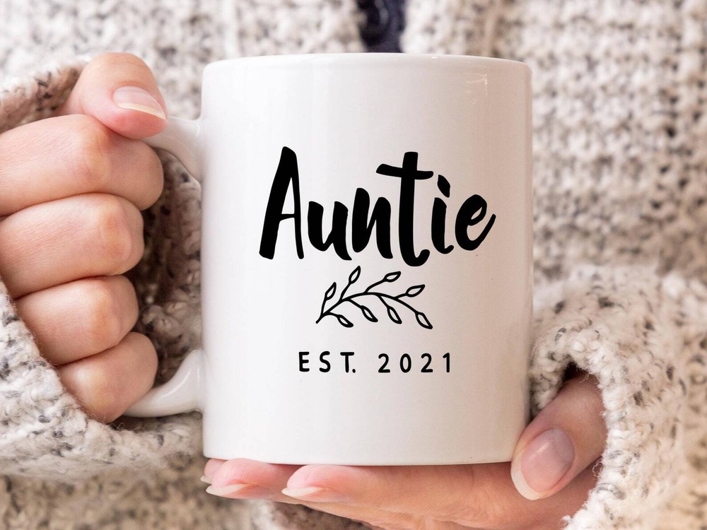 Auntie Est 2021 Coffee Mug Pregnancy Announcement Coffee Mug Custom Gift To