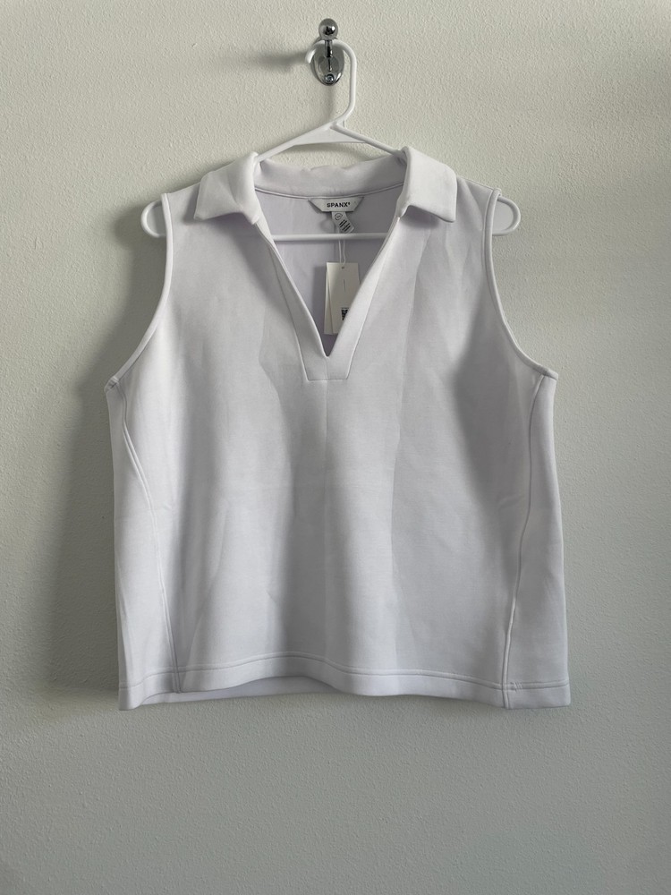 Spanx Top Women XL Air Essentials Polo Tank Classic Minimalist Coastal Office