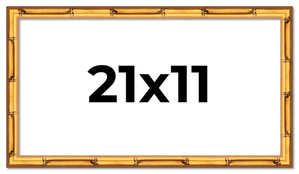 21x11 Frame Gold Bamboo Solid Wood Picture Frame | 1 Inch Moulding Width | Inter