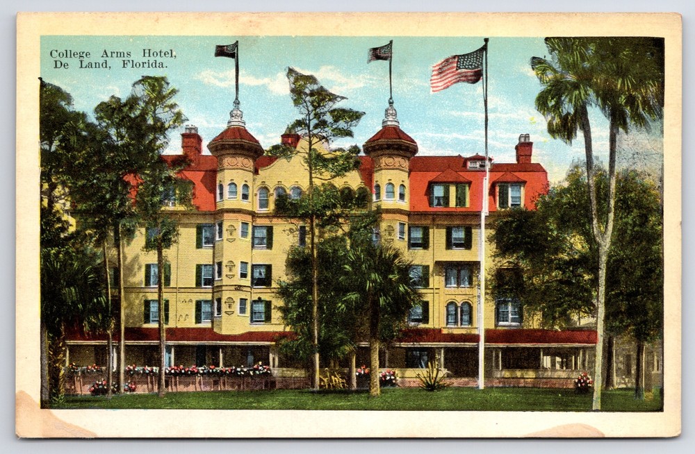 Hotel & Resort~Panorama College Arms Hotel Deland Florida~Vintage Postcard