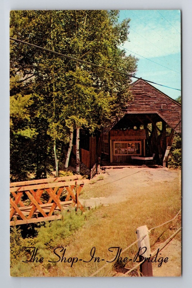 Glen NH-New Hampshire, The Old Covered Bridge, Antique Souvenir Vintage Postcard