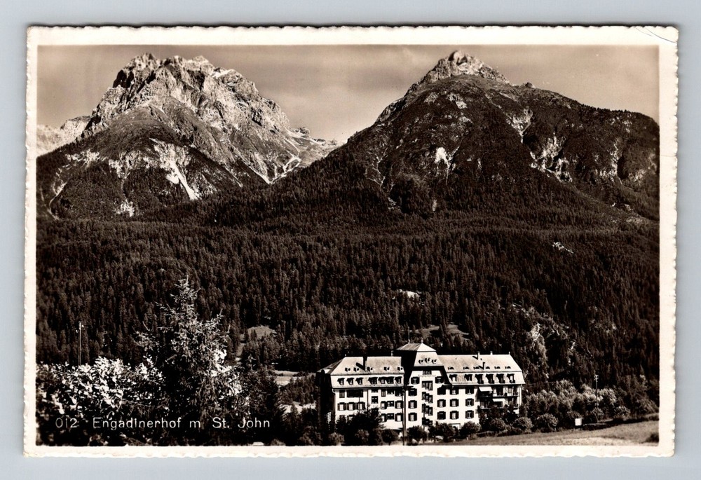 Switzerland- Hotel Engadinerhof Near St. Moritz Old Post Vintage c1945 Postcard