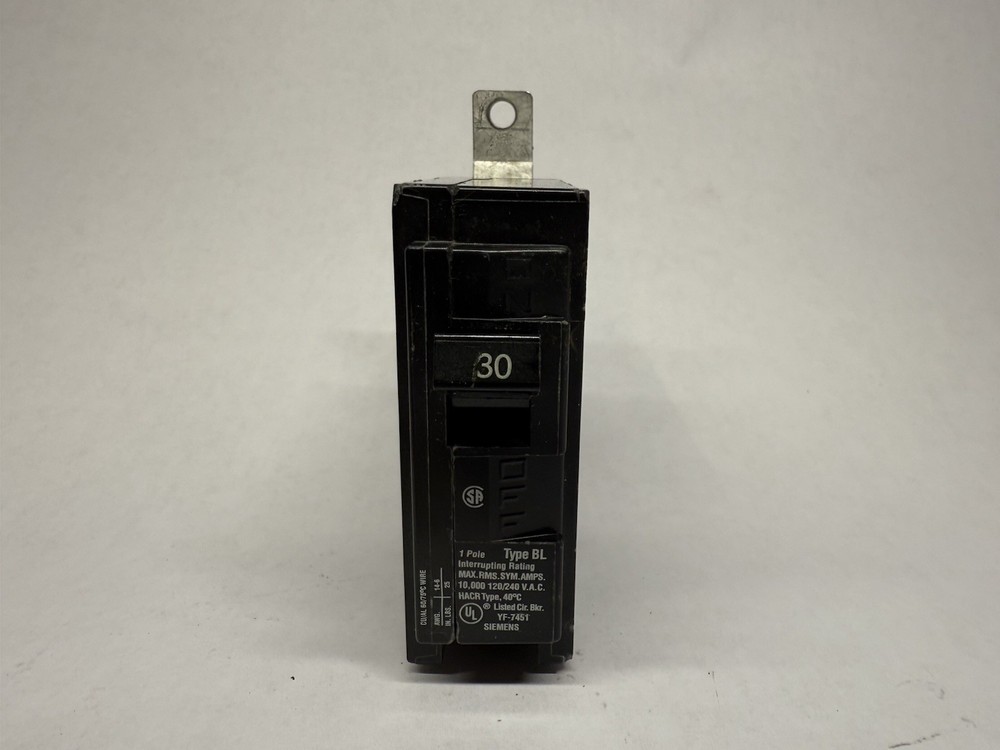 Siemens 30 Amp 1-Pole Type BL Circuit Breaker – Model B130 Used – Tested Working