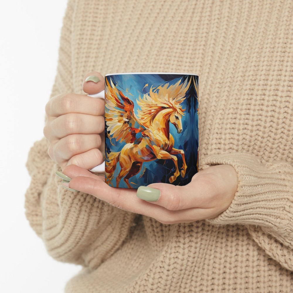 Abstract Pegasus 8 Ceramic Mug 11 oz Handcrafted Artisan Design-image