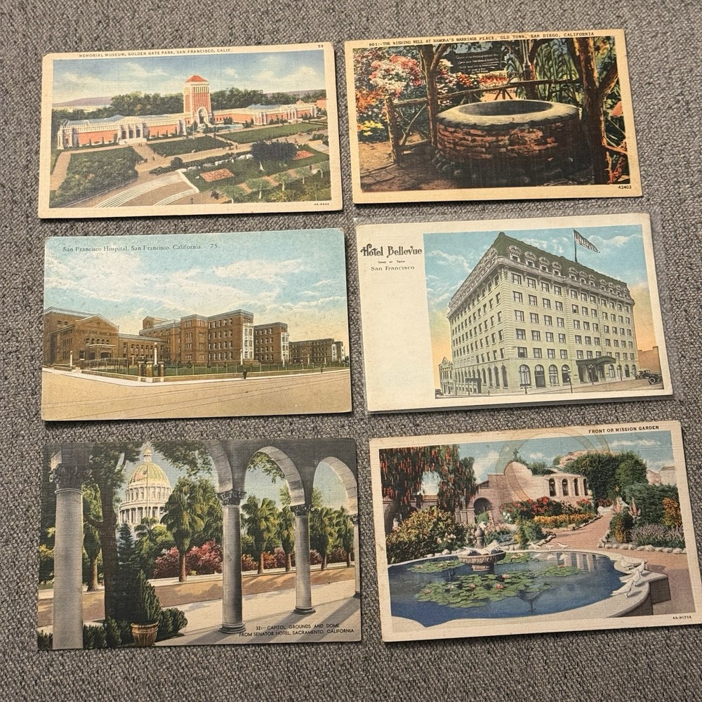 Vintage California Postcard Lot Early 1900s San Francisco, San Diego Mission (6)