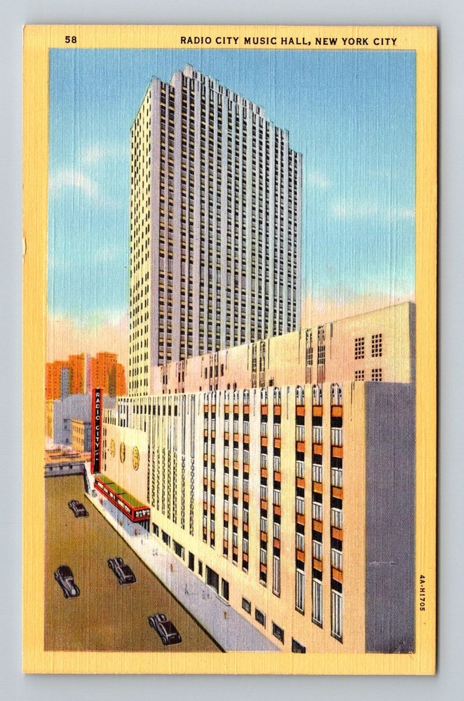 New York City NY,, Radio City Music Hall Art Deco Facade Vintage Postcard