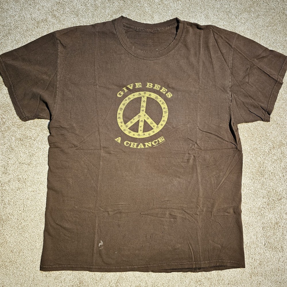 Vtg Y2k Give Bees A Chance Distressed Size L Faded T-shirt Grunge Cottage Punk