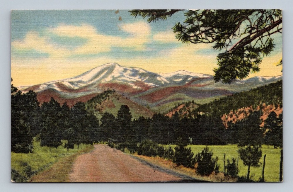 Vintage White Mountain Sierra Blanca New Mexico Postcard Ruidoso Hwy