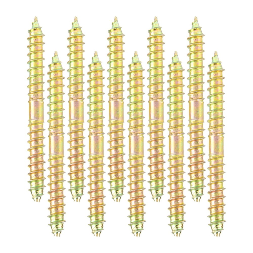 10pcs 6*60mm Dowel Screw Woodworking Furniture Connector Double Ended