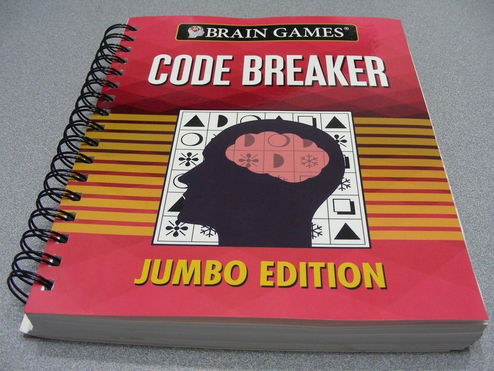 CODE BREAKER - JUMBO EDITION - Brain Games 2018 Spiral Bound Paperback Book!