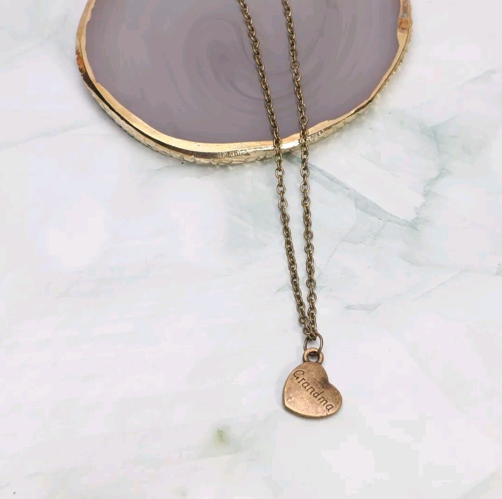 Cadena Con Medalla Corazón Para Abuela De Acero Inoxidable Bronce Suerte-image