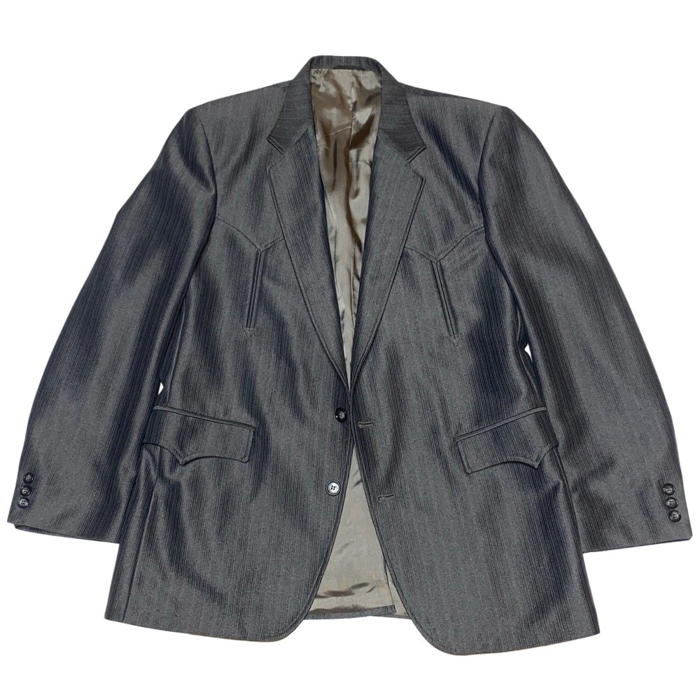 Circle S Sport Coat Mens 42R Pinstripe Western Yoke Blazer Vintage Cowboy Jacket