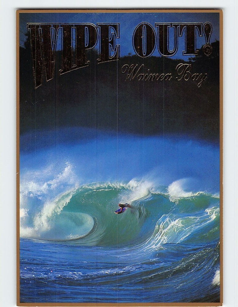 Postcard Boogie Boarding Waimea Bay Oahu Hawaii USA