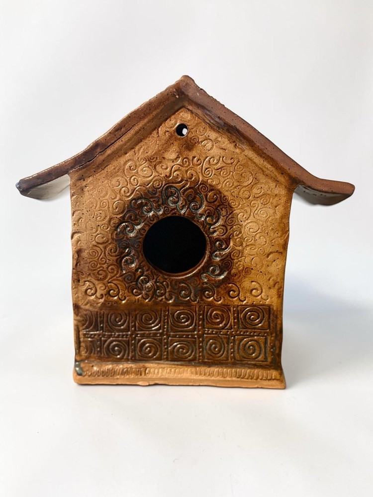 Handmade Studio Pottery 7.5 Inch Birdhouse Artist Signed Rustic Art Glazed Decor