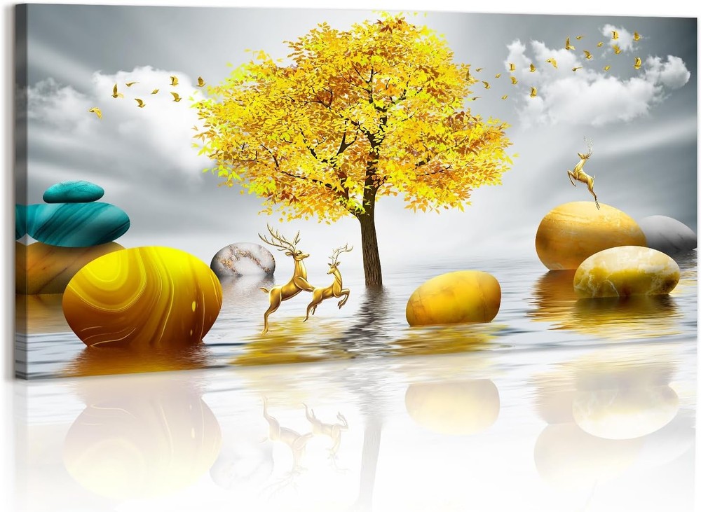 Canvas Art Print with Frame 120x50cm Abstract Wall Decor Ready to Hang-image