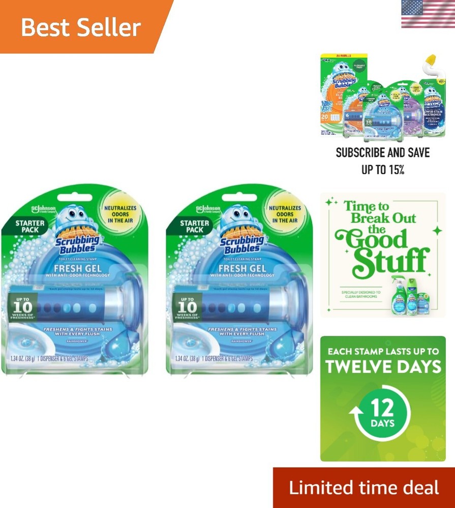 Toilet Bowl Cleaner with Flush-Activated Gel Stamps - Up to 12 Days Freshness