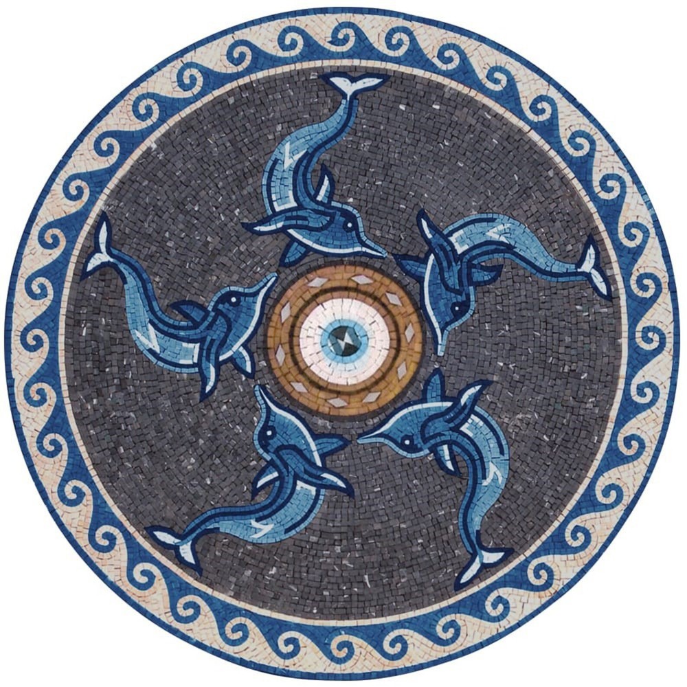 Dolphins Mosaic Marble Floor Tiles Home Decorative Pool Tile