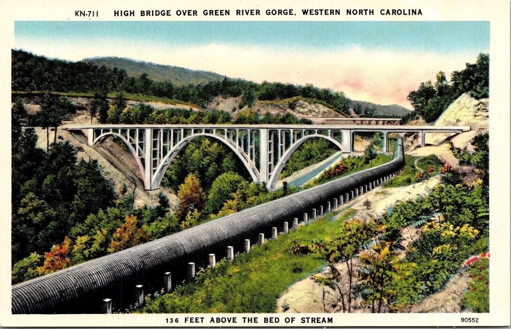 High Bridge Over Green River Gorge Western North Carolina NC WB Postcard UNP VTG
