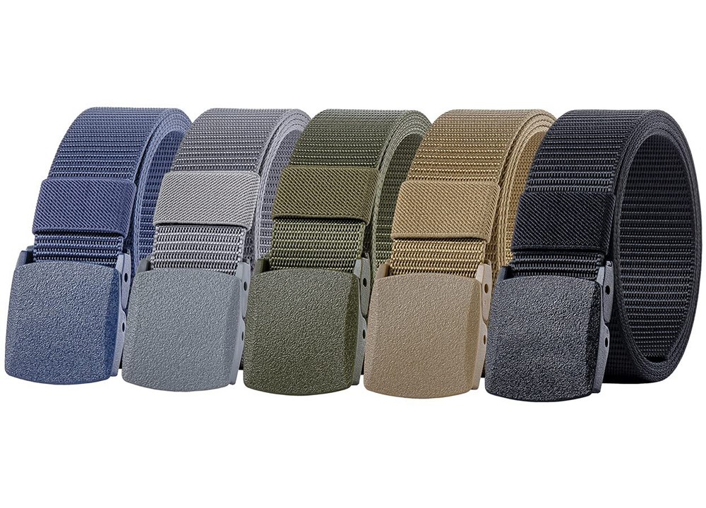 5 Pack Nylon Military Tactical Belt Webbing Canvas Outdoor Web Belt with Plas...