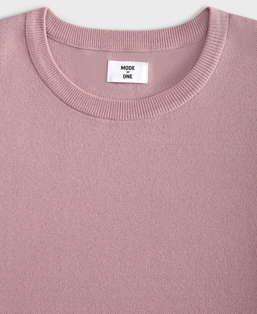 MODE OF ONE Pale Elderberry Sweater Boxy Fit Rib Knit Pullover Crewneck XL