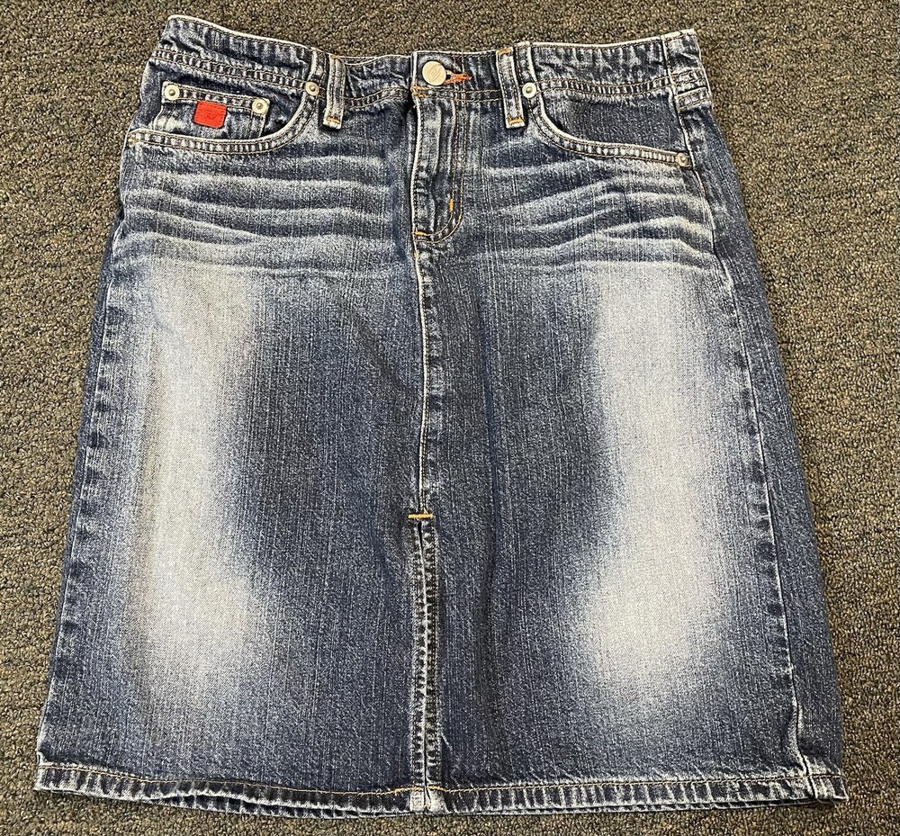 Vintage Y2K Bongo Size 3 Hipster Denim Skirt With Slit Shadow Wash