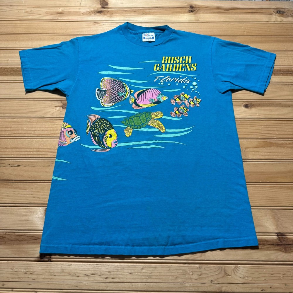 Vintage 90s Hanes Busch Gardens Florida Double Sided Graphic T-Shirt USA - Large