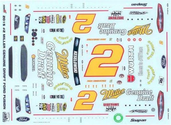 Brad Keselowski 2015 MGD Ace #2 NASCAR Decal