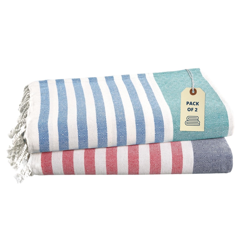 LANE LINEN Oversized Quick Dry Sand Free Beach Towels 2 Pack 39x71