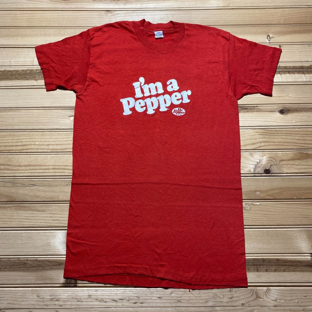 Vintage 70s I'm a Pepper Slogan Dr Pepper Soda Pop Promo Graphic T-Shirt - Large
