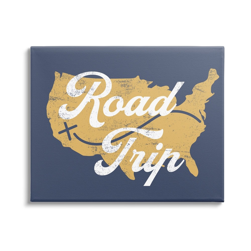 Stupell Road Trip Vintage Text Traveling Country Map  Canvas