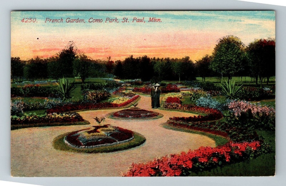 St Paul MN-Minnesota, French Garden And Como Park, Flowers, Vintage Postcard