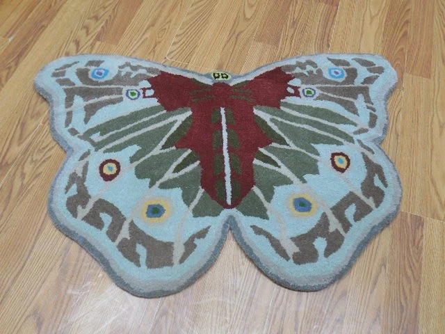 Hand-Tufted Tibetan Butterfly Rug Shape Handmade Kids Rug Aesthetic Rug 2x3 Ft