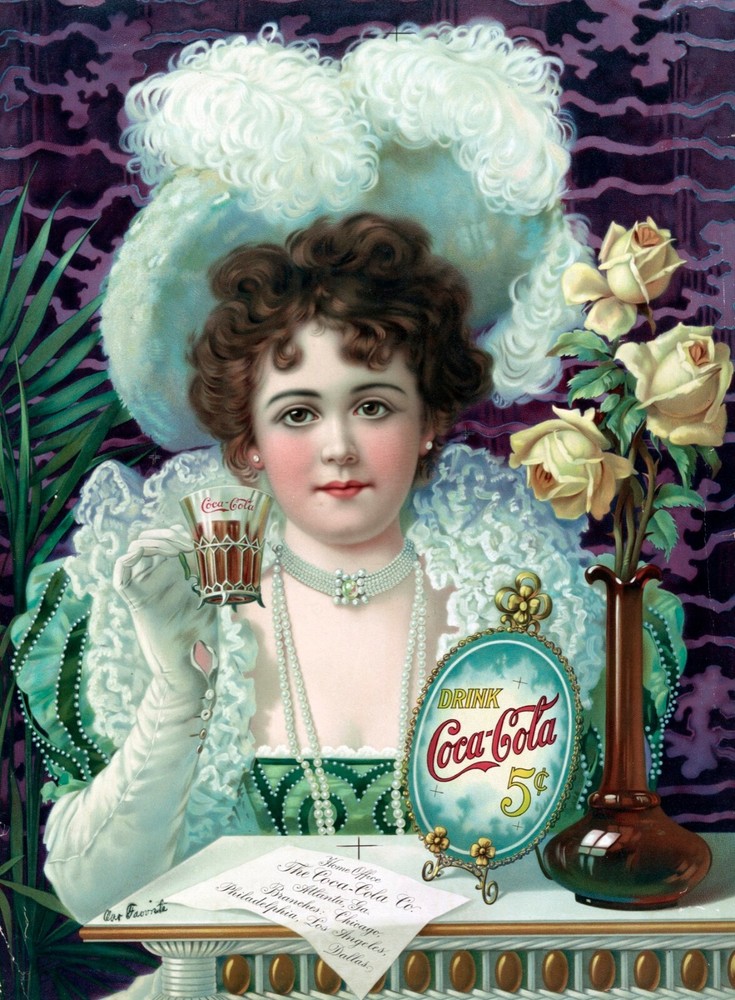 9456.Decoration Poster.Room interior.Wall design art.Victorian soda girl.Nouveau