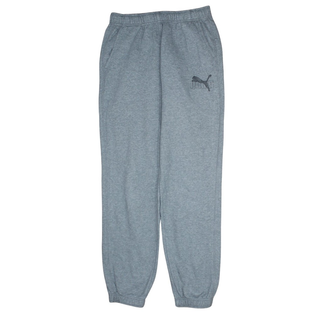 Puma Mens Joggers Grey Nylon Elastic Waist Cuffed Pockets Vintage Sports S