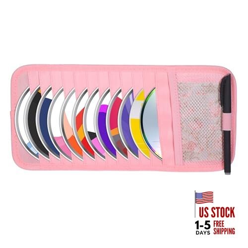 CD Holder for Car Visor, Vehicle Sun Visor Organizer Large Capacity with pink