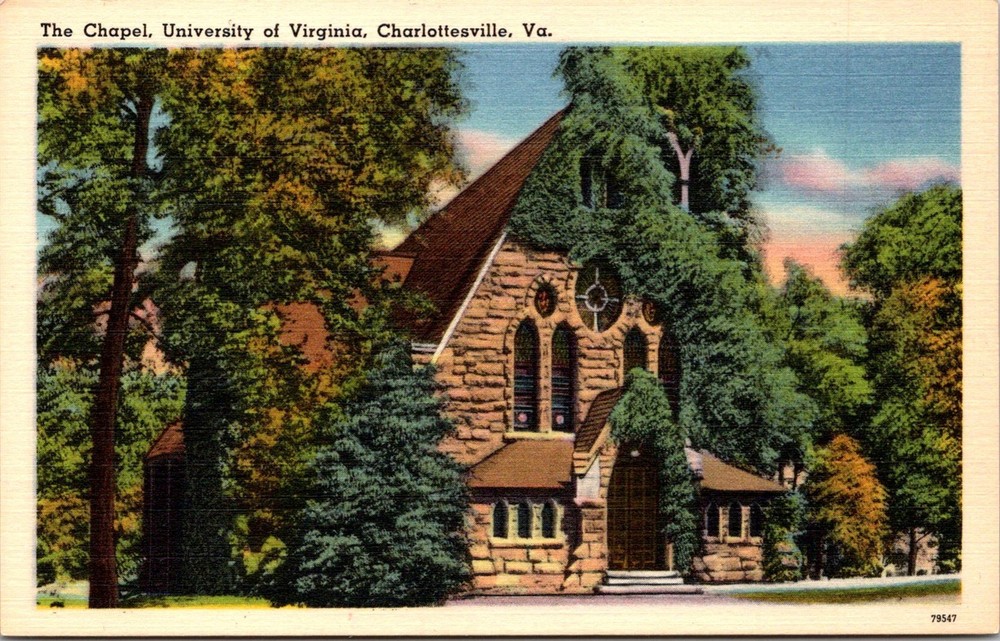 Dr Jim Stamps Postcard University Of Virginia Charlottesville Chapel Linen