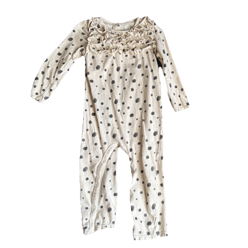 Burt’s Bees Baby Girl Romper Cream With Ruffles And Polka Dots Size 24M