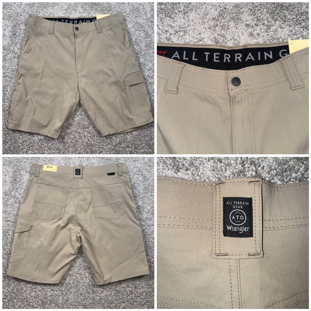 Wrangler ATG Mens All Terrain Gear Cargo Shorts Khaki Tan Size 38 NEW