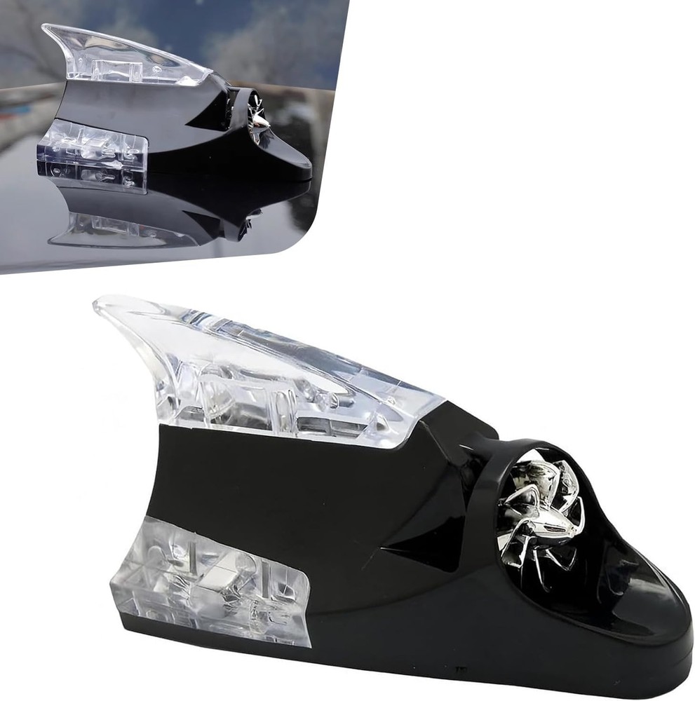 Car Roof Wind Powered LED Light, Self-Adhesive Shark Fin Anti Collision Warning
