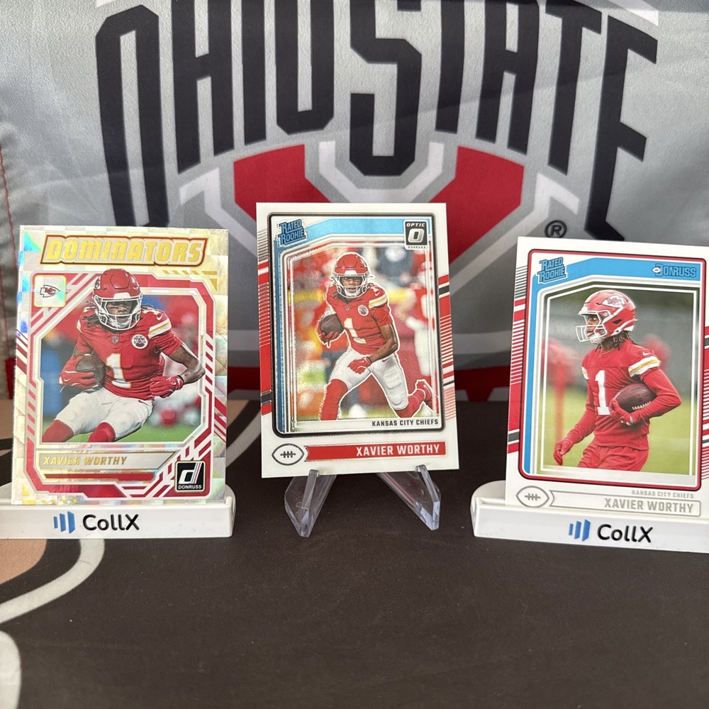 Xavier Worthy 3 Card Lot. Rated Rookie + Optic Rated Rookie + Dominators.Chiefs