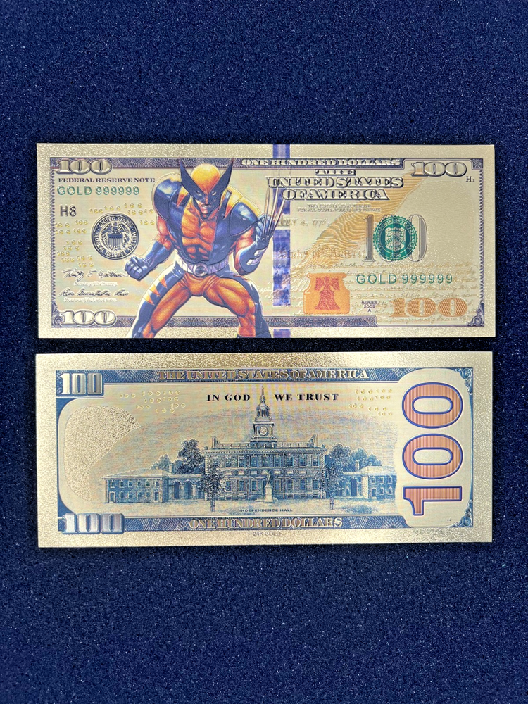 Wolverine - 24k Gold Foil Banknote - Super Hero Tv Show/Movie Character