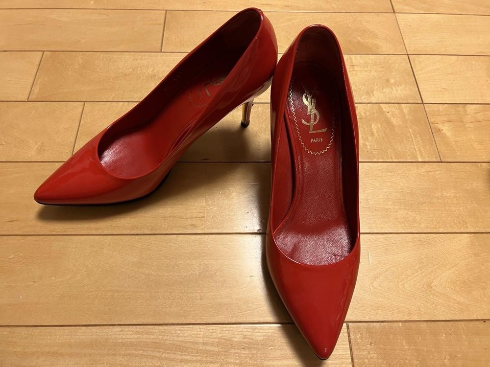 Saint Laurent Red Patent Leather High Heel Pumps US 6.5 Authentic From Japan