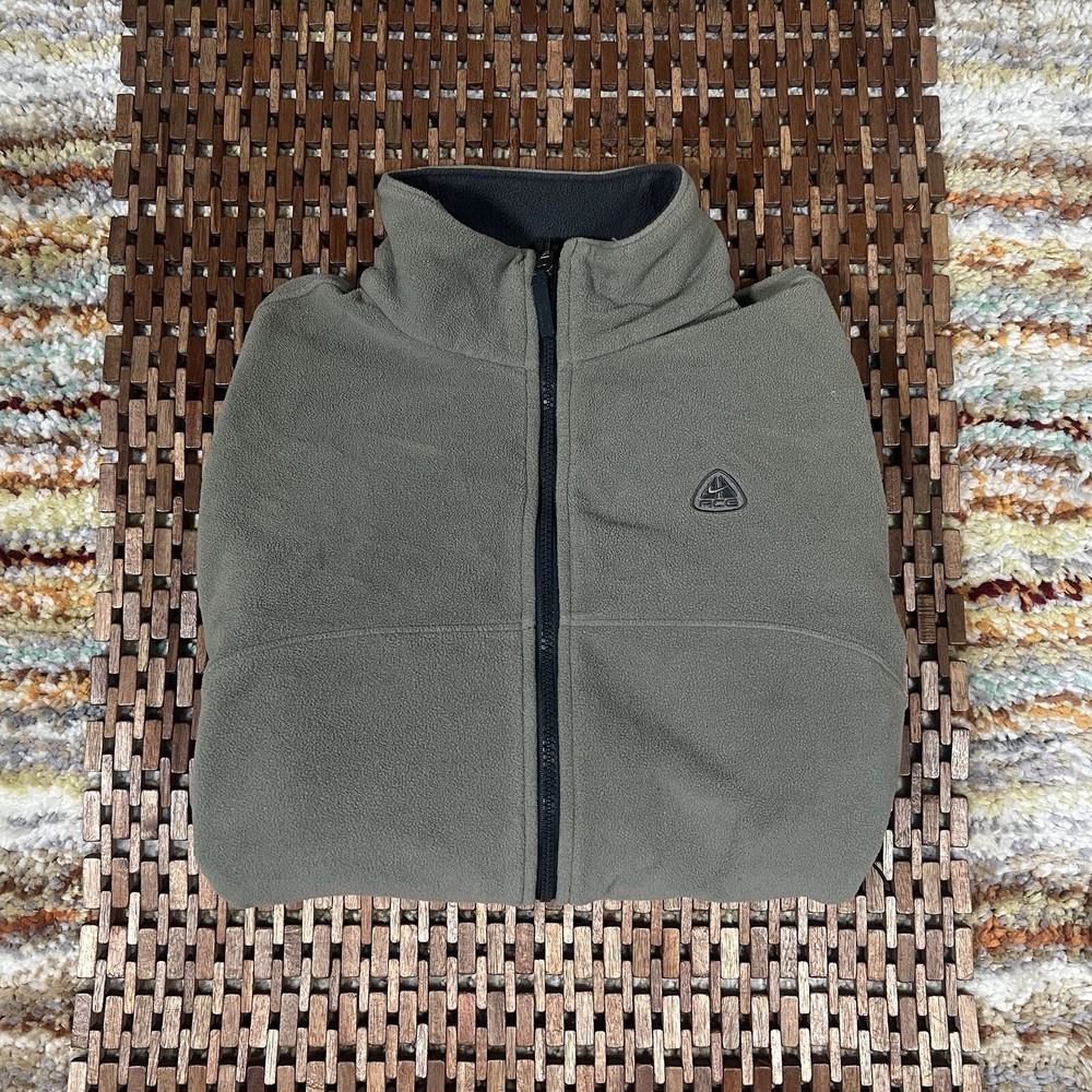 Nike ACG Tech Fleece Pile Jacket Black Full Zip Outerwear Green Men’s Medium M