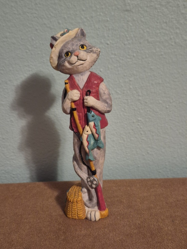 Fishing Cat Figurine Country Charm Decor