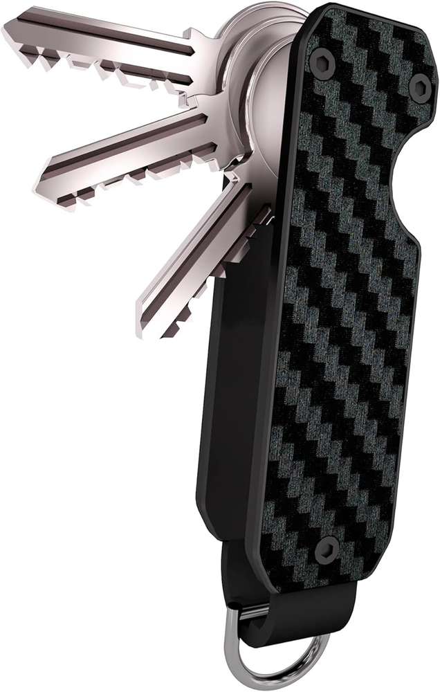 Slim Aluminum Carbon Fiber Metallic Key Organizer Holder - Minimalist Design  